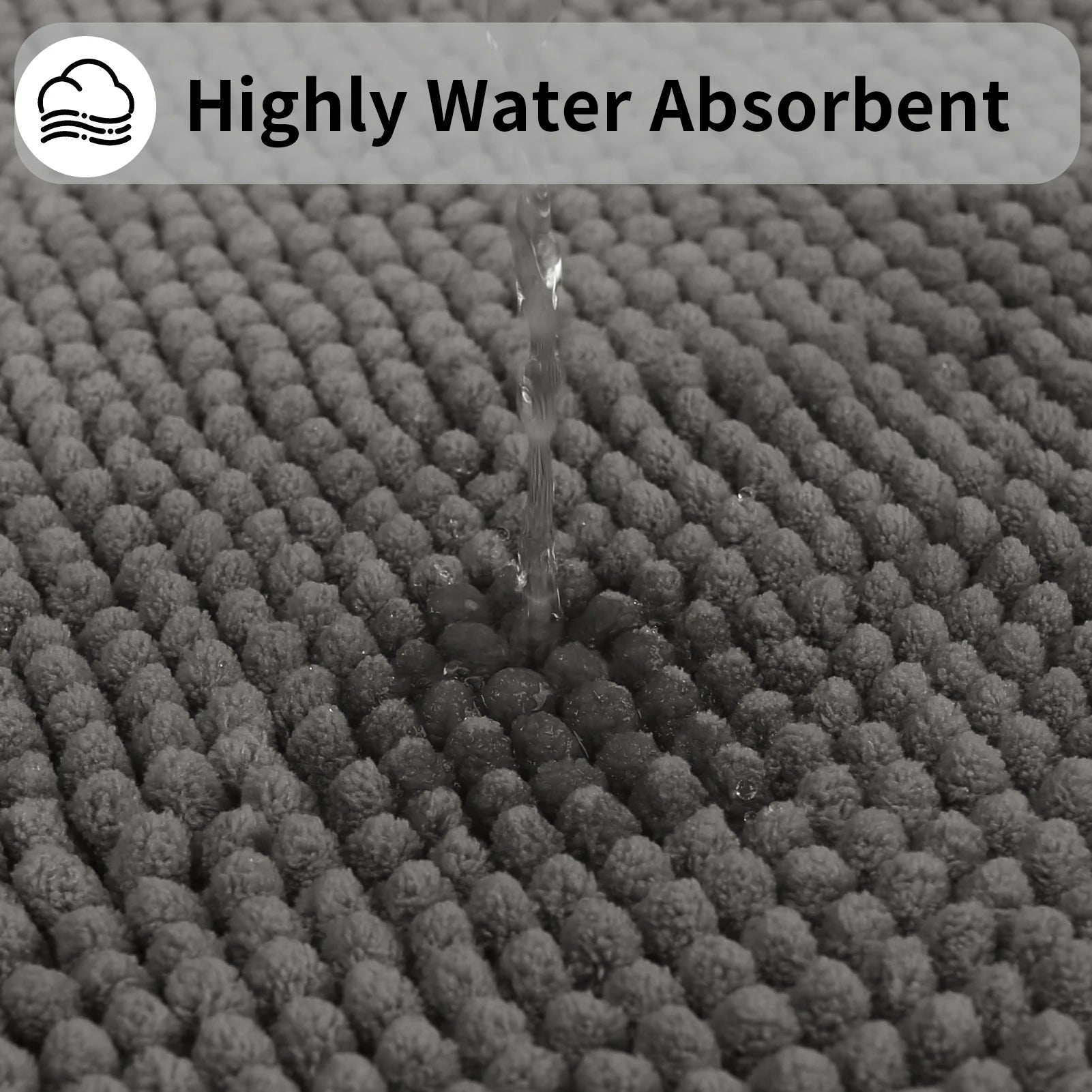 3 PC Set Non Slip Plush Chenille Bath Mat Extra Soft Super Absorbent Fluffy Carpet for Bathroom Machine-Washable Quick Dry Mat Peaceful Pleasures Health and Wellness