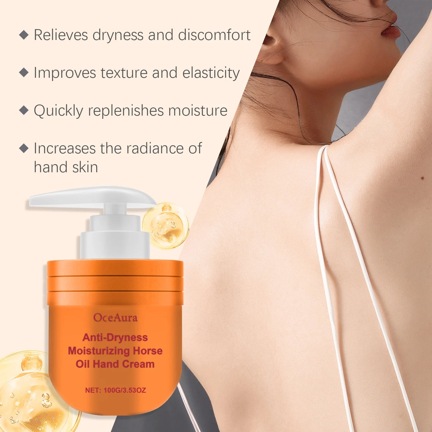 Horse Oil Hand Cream – Anti-Crack, Moisturizing & Brightening