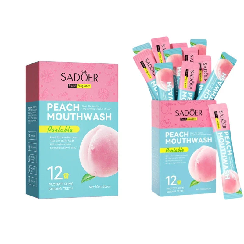 SADOER Peach Mouthwash 20 Pods – Fresh Breath Oral Rinse