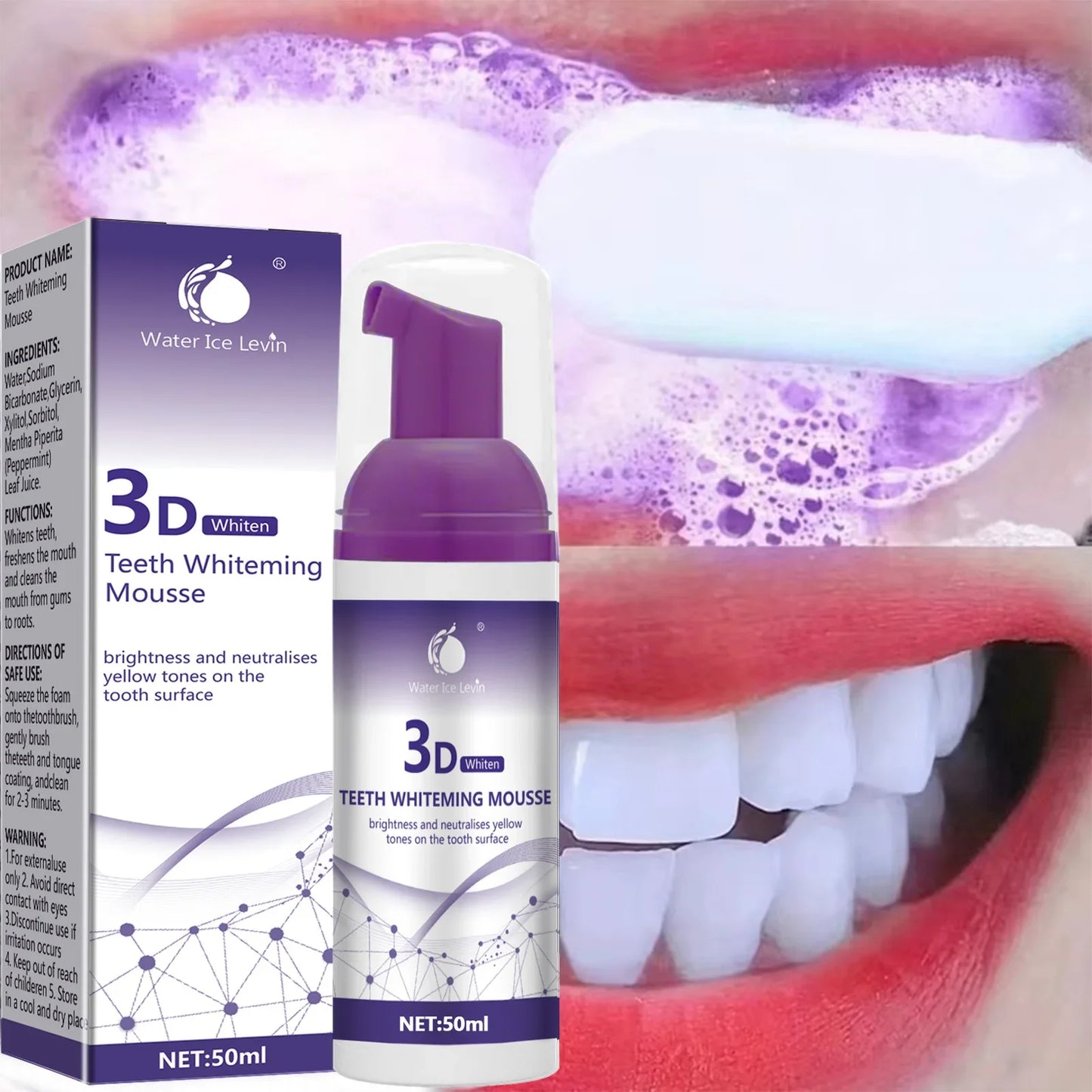 Purple Whitening Mousse Toothpaste 50ml – Fresh Breath & Clean