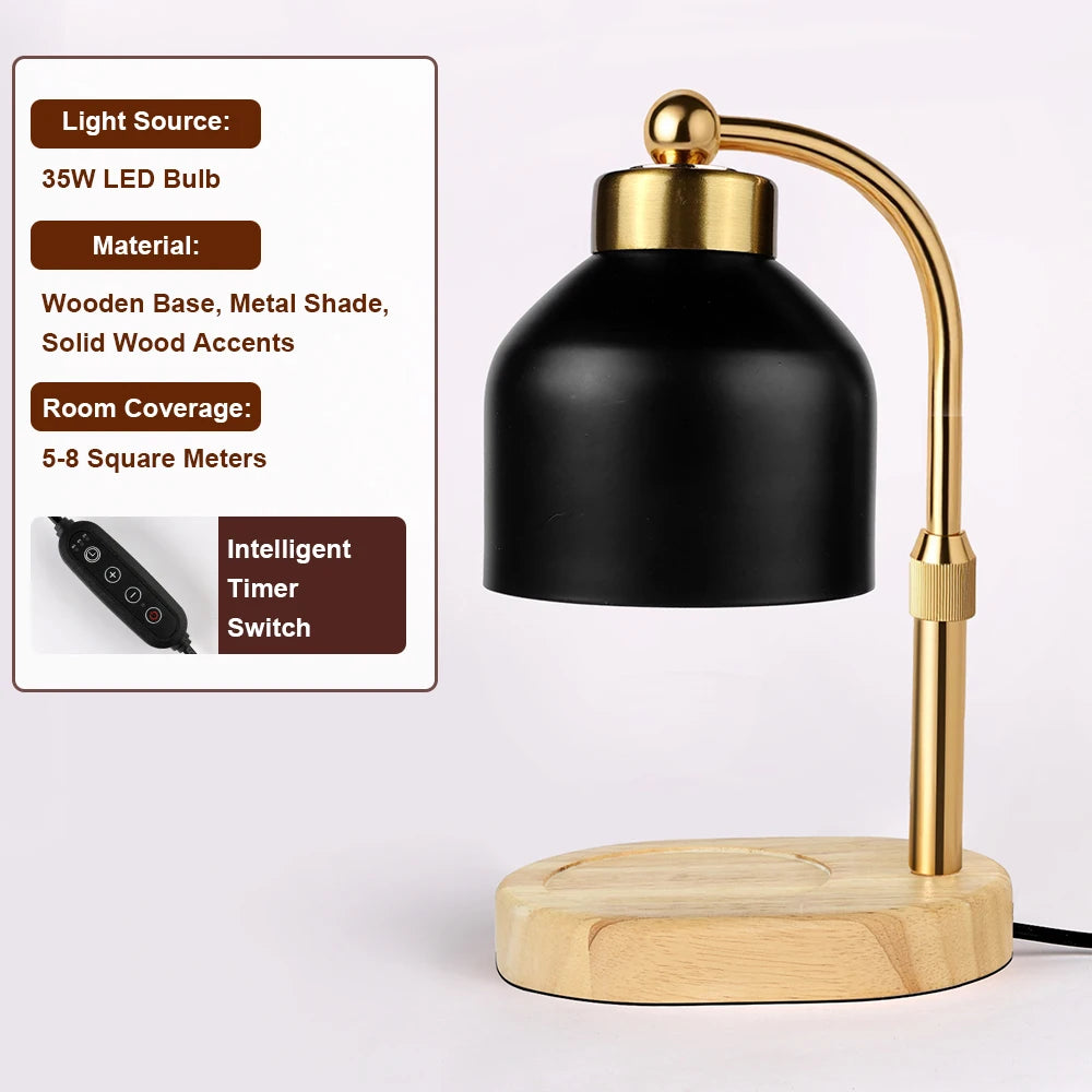 Dimmable Candle Warmer Lamp with Timer | Black Wax Melter