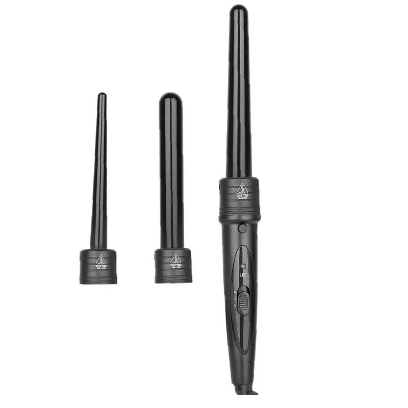 Curling Iron 3-In-1 Curly Hair Stick Set All-In-One Curly Hair Curler Interchangeable Ceramic Barrels Fast Heating Curler Peaceful Pleasures Health and Wellness black UK