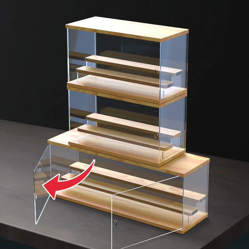 Solid Wood Acrylic Dustproof Display Cabinet & Storage Box