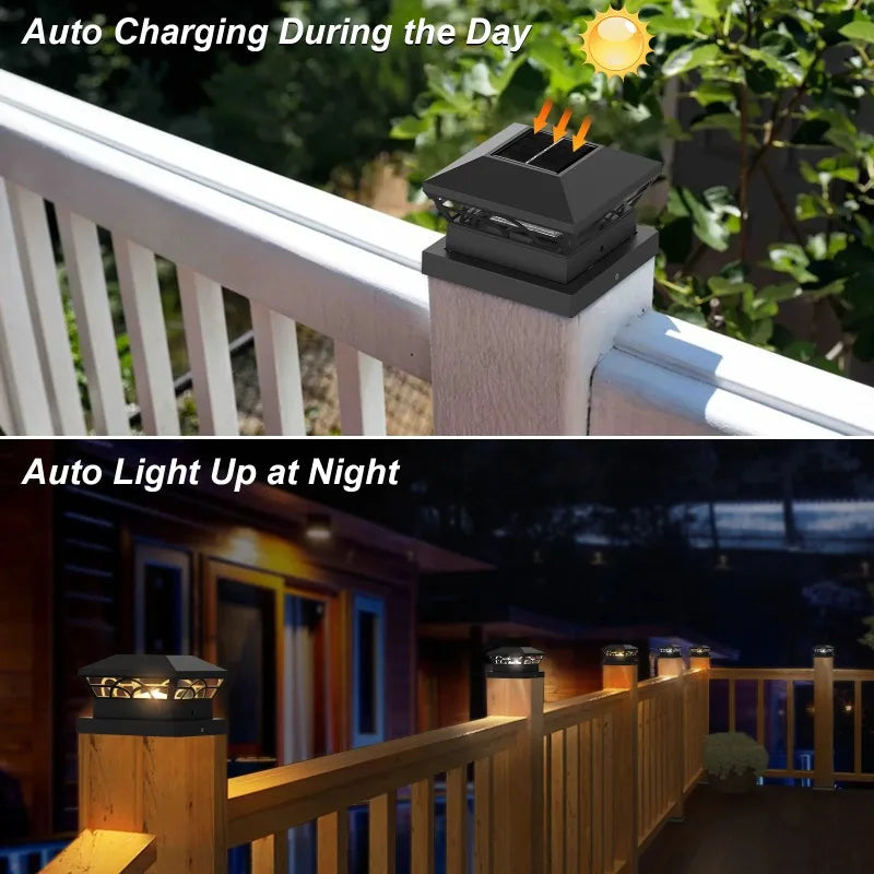 Solar Column Head Fence Lights | Waterproof Outdoor Garden