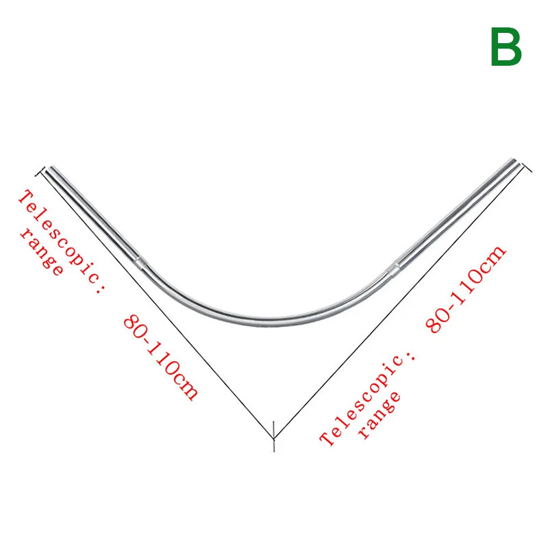 L-Shaped Extendable Shower Curtain Rod | Stainless Steel No-Drill