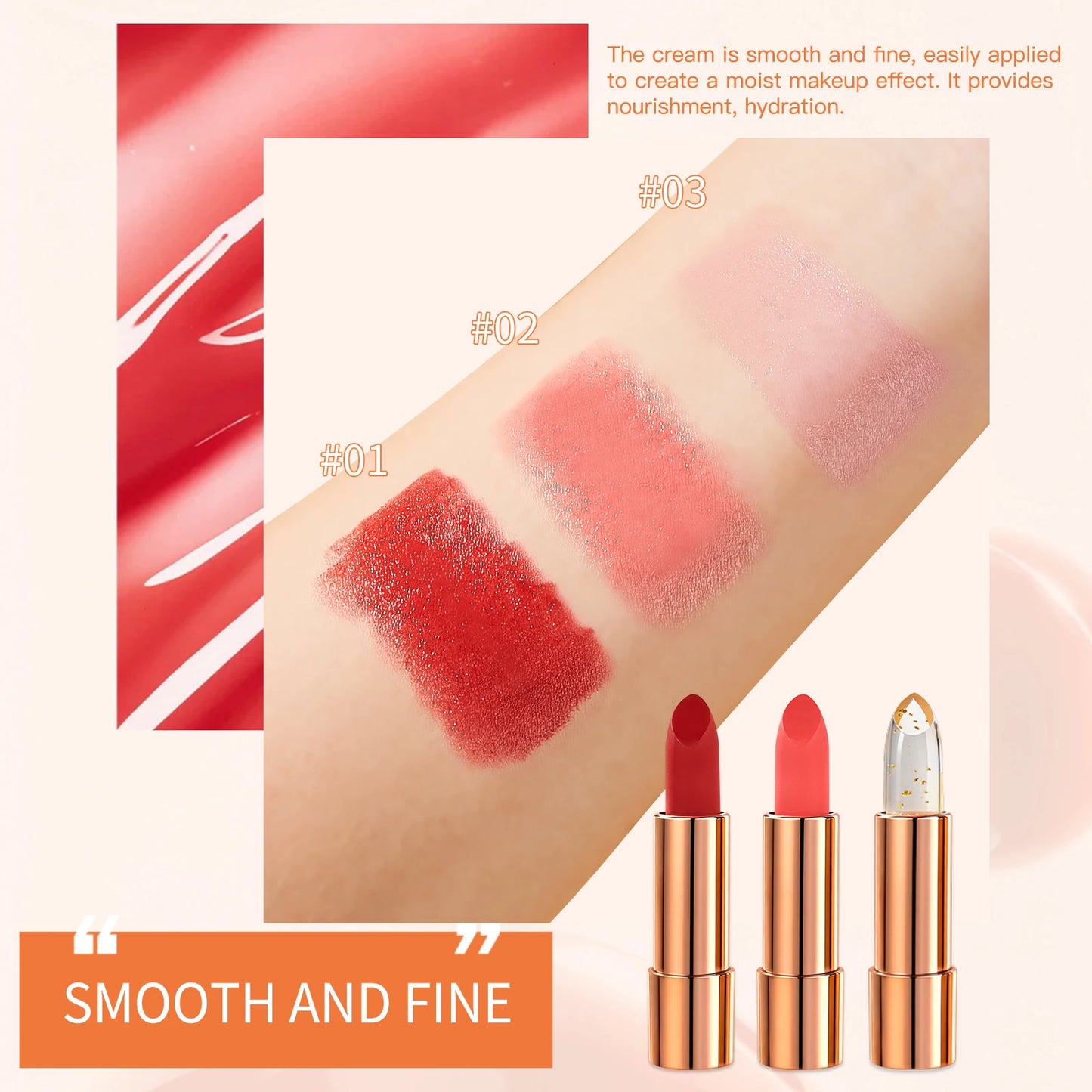 Luxury Matte Light Tri Color Lipstick Set with 3 Shades
