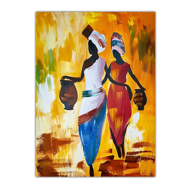Abstract Wall Art Ethnic African Tribal Female Modern Abstract Oil Painting Canvas Painting Western Style Living Room Wall Decor Peaceful Pleasures Health and Wellness 05 20x25cm No Frame China Mainland