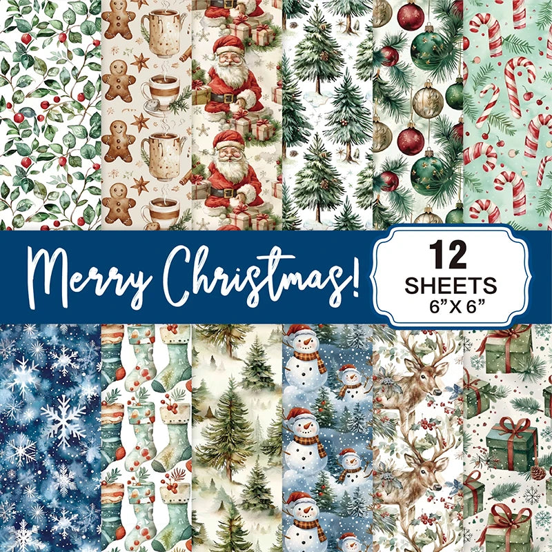 Christmas Scrapbook Paper Pad 6x6 | 12 Sheets 160gsm Acid-Free Scrapbook Paper Pad Peaceful Pleasures Health and Wellness A2