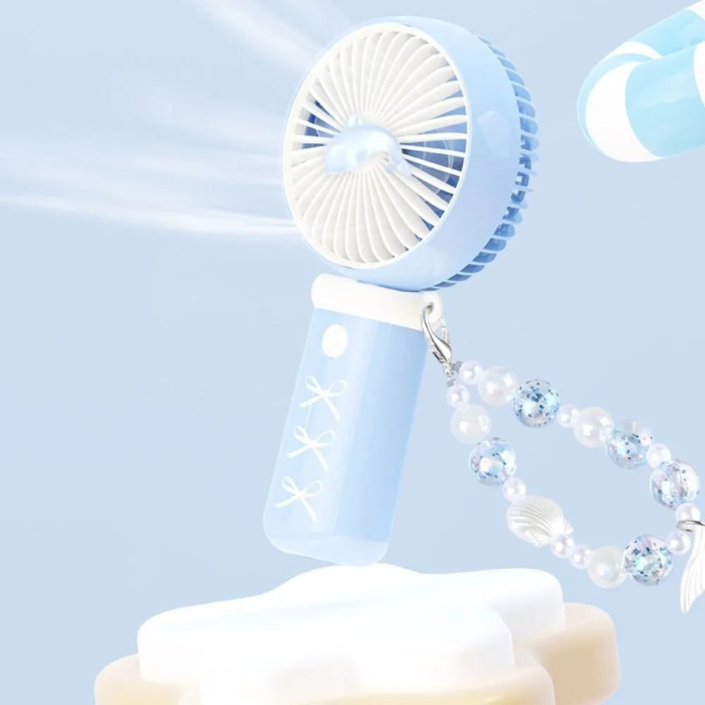 3-Speed USB Rechargeable Handheld Mini Fan with Bead Chain