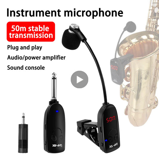 AyeBeau UHF Wireless Saxophone Microphone Kit | Transmitter & Receiver Wireless Microphone Kit Oasis Select