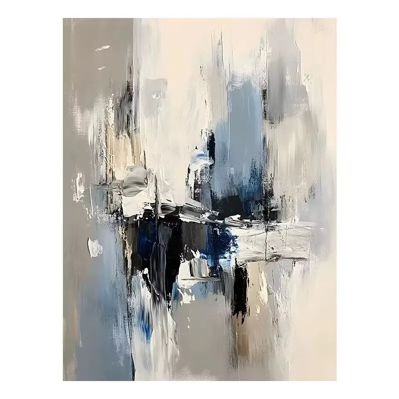 Abstract Hand Drawn Black White Gray Artistic Texture Hanging Painting,Modern Frameless Canvas Oil Painting,Hanging on Sofa Wall Peaceful Pleasures Health and Wellness