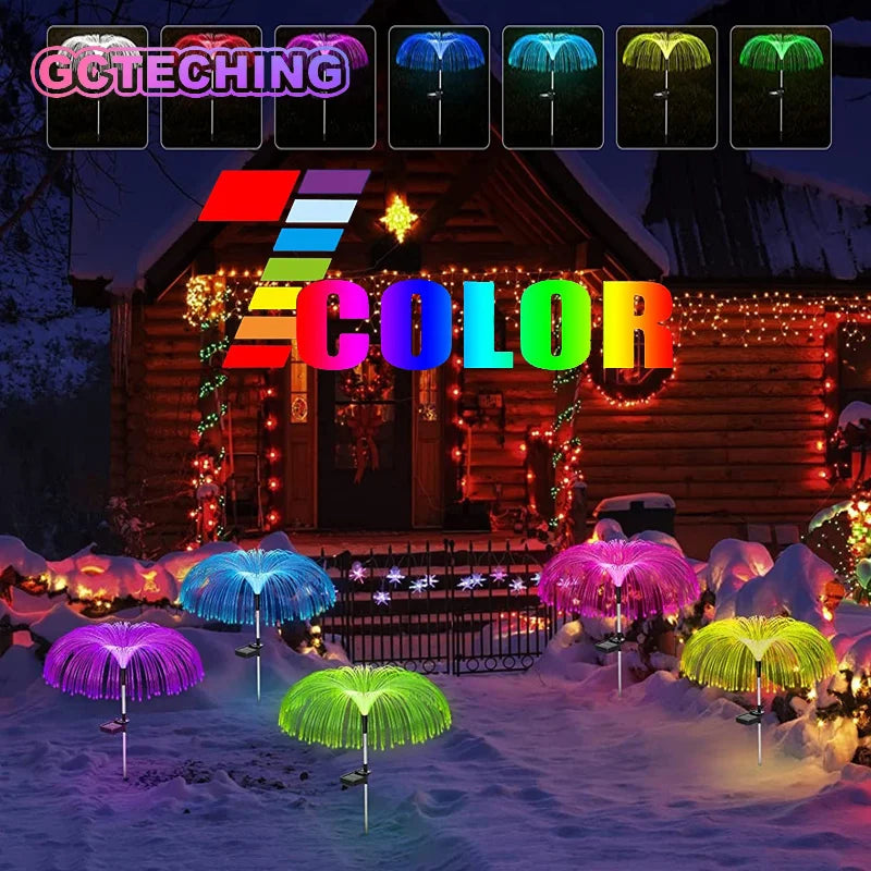 Solar Jellyfish Fiber Optic Garden Stake Light | Colorful LED