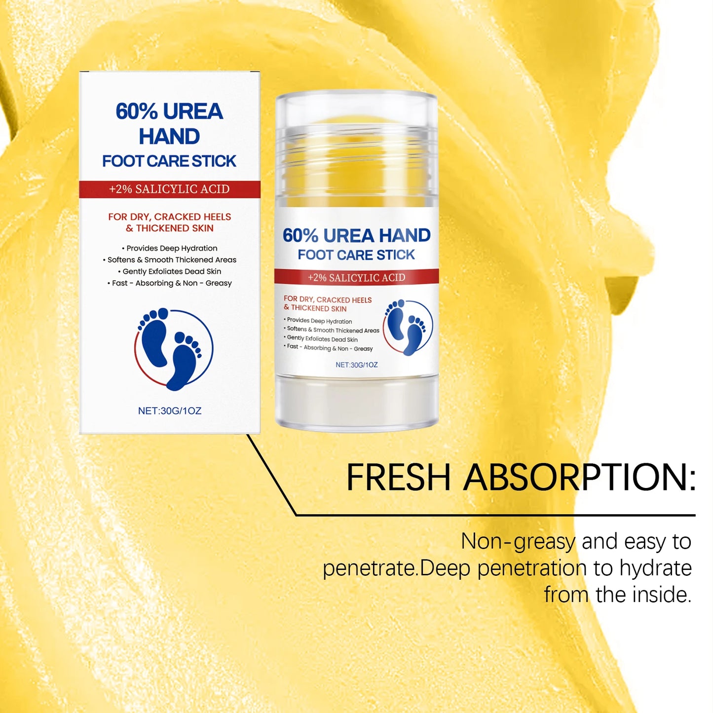 60% Urea Cream 2% Salicylic Acid Foot and Hand Cream Moisturizing Stick Beeswax Exfoliating Cracked Heel Repair Winter Skincare Peaceful Pleasures Health and Wellness