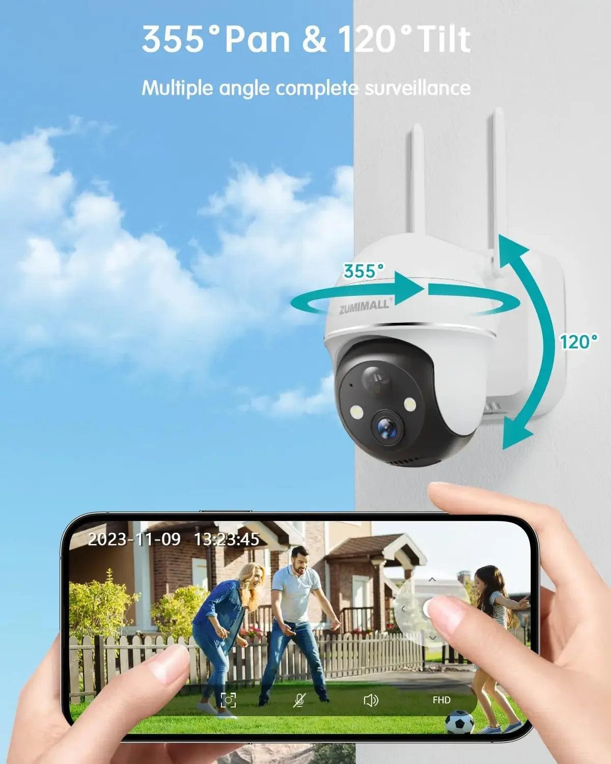 Wireless Outdoor Security Camera with 360° View, 2K Battery Powered, Color Night Vision, AI Detection, Alexa Compatible Peaceful Pleasures Health and Wellness