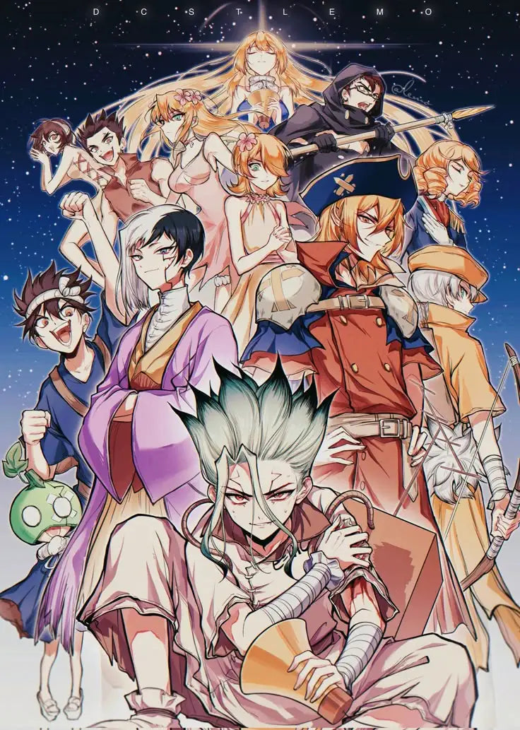 Dr. Stone Anime Canvas Wall Art Poster | Retro Graffiti Fan Gift