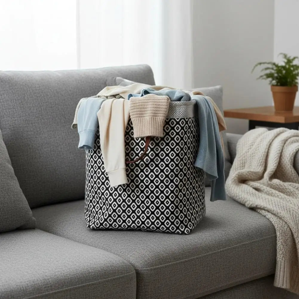 Nordic Retro Foldable Cotton Laundry Basket | Large Storage Box