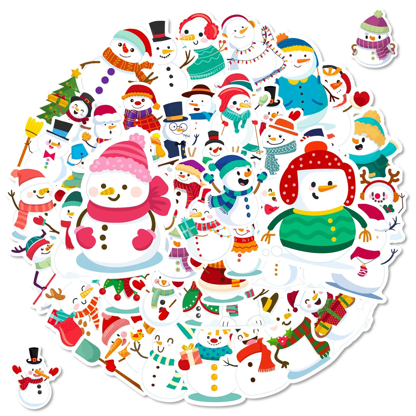 Snowman Stickers Merry Christmas Winter Theme Waterproof Vinyl Decals
