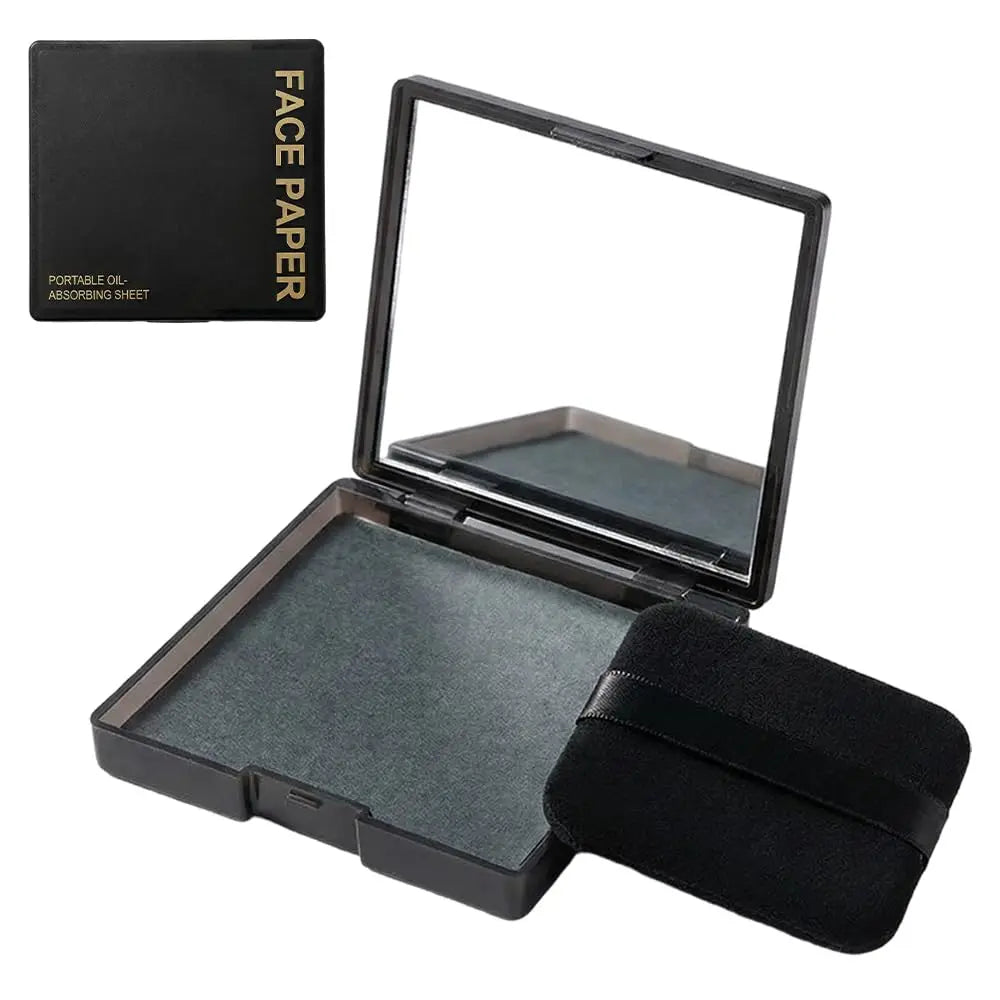 Oil Blotting Sheets for Oily Skin with Mirror & Puff – 100 Pack