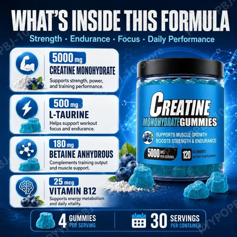 Blueberry Creatine Gummies 120ct – Energy & Muscle Support