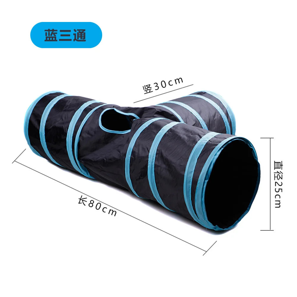 Cat Tunnel Tube Kitty Tunnel Bored Cat Pet Toys Peek Hole Toy Peaceful Pleasures Health and Wellness B15103 Blue