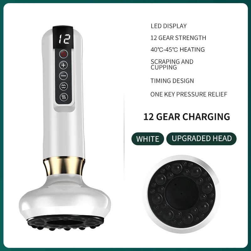 Smart Body Massage Suction Vacuum Cupping Device 6/12 Levels Anti Cellulite Heating Cans Back Guasha Scarping Chinese Meridian Peaceful Pleasures Health and Wellness 12 Gears Heat 2