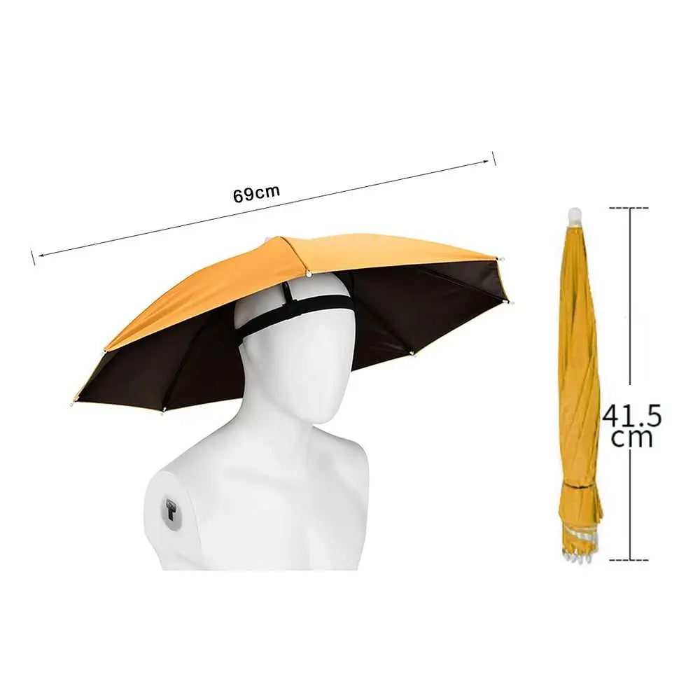 Portable Sunshade Head Umbrella Hat Windproof Elastic band Rain Gear Head Wearing Head Hats Peaceful Pleasures Health and Wellness