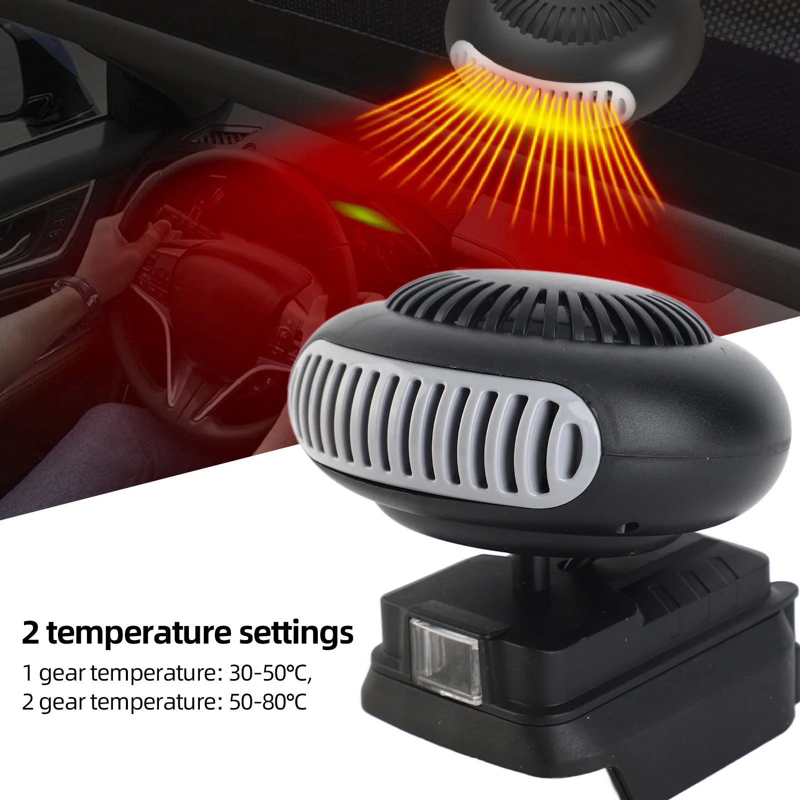 Electric Heater Fan 18V Battery Powered Space Heater 170W Versatile Quiet Portable for Workshop Peaceful Pleasures Health and Wellness