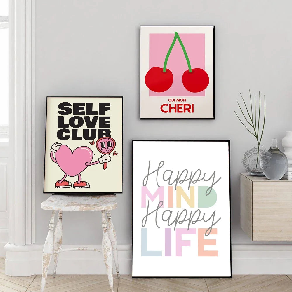 Scandinavian Minimalist Pink Canvas Wall Art | Girl Bedroom Print