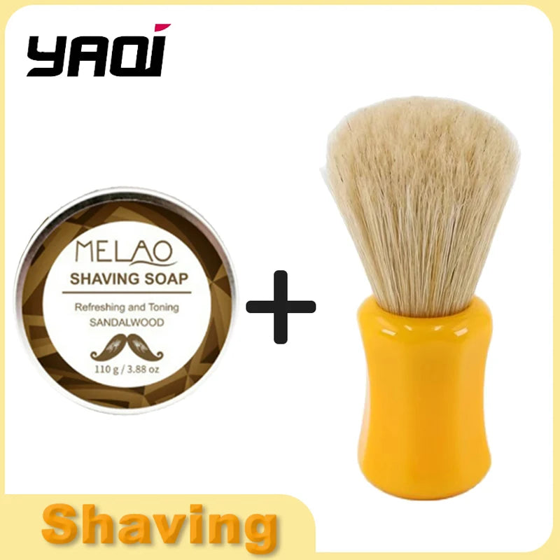 Yaqi Men's 22mm Knot Diameter Wet Shaving Brush & Sandalwood Soap Shaving Set Porable Travel Comfortable Shave Must-Have For Men Peaceful Pleasures Health and Wellness R210826-XZ002