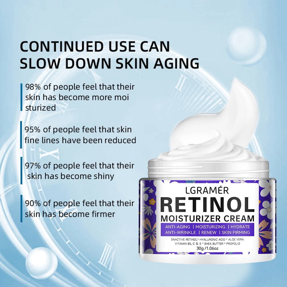 Retinol Moisturizing Face Cream Repairing Nourishing Brightening Skin Younger Facial Lifting Firming Smooth Wrinkles Skin Care Peaceful Pleasures Health and Wellness