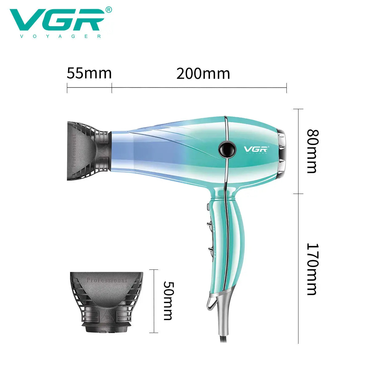 VGR high-power hair dryer 2000-2400W super strong wind duct, dormitory, household negative ion wind wet hair drying machin V-452 Peaceful Pleasures Health and Wellness