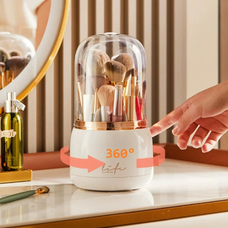 360° Rotating Makeup Organizer | Clear Multi-Compartment Storage