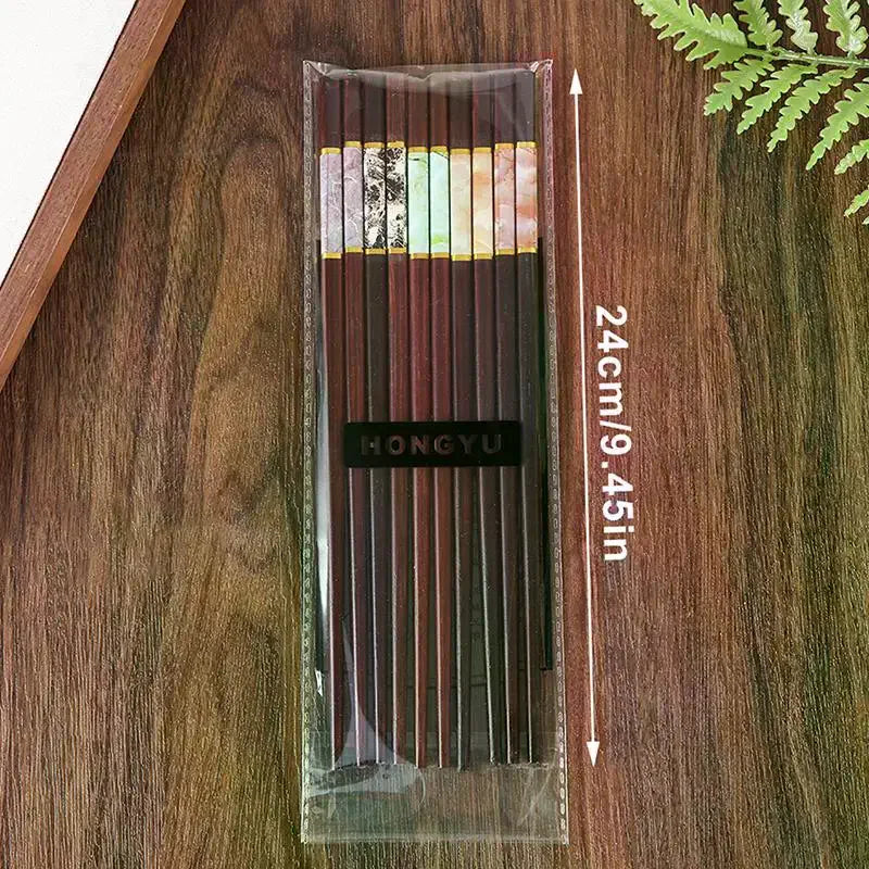 Natural Bamboo Chopsticks Set – Reusable Non-Slip | 5 Pairs