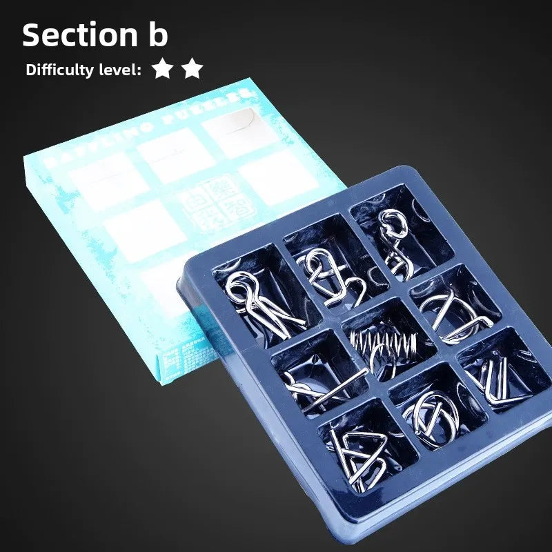 8-Piece Metal Interlocking Rings Brain Teaser Puzzle IQ Set