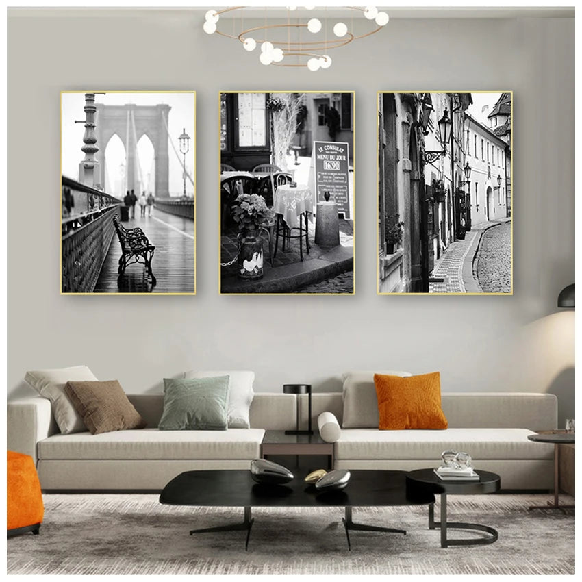 White Retro Poster Wall Pictures For Living Room Decor Paris Landscape Wall Art Canvas Painting Nordic Posters And Prints Black Peaceful Pleasures Health and Wellness