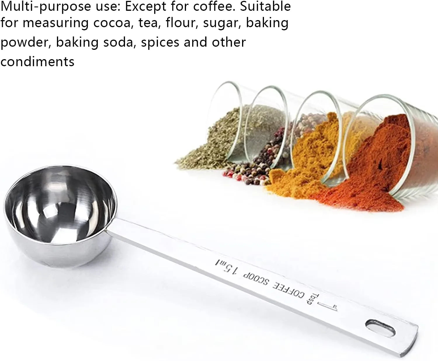 Stainless Steel Coffee Scoop, Measuring Spoons, Measuring Spoon Kitchen Measure Tools Peaceful Pleasures Health and Wellness