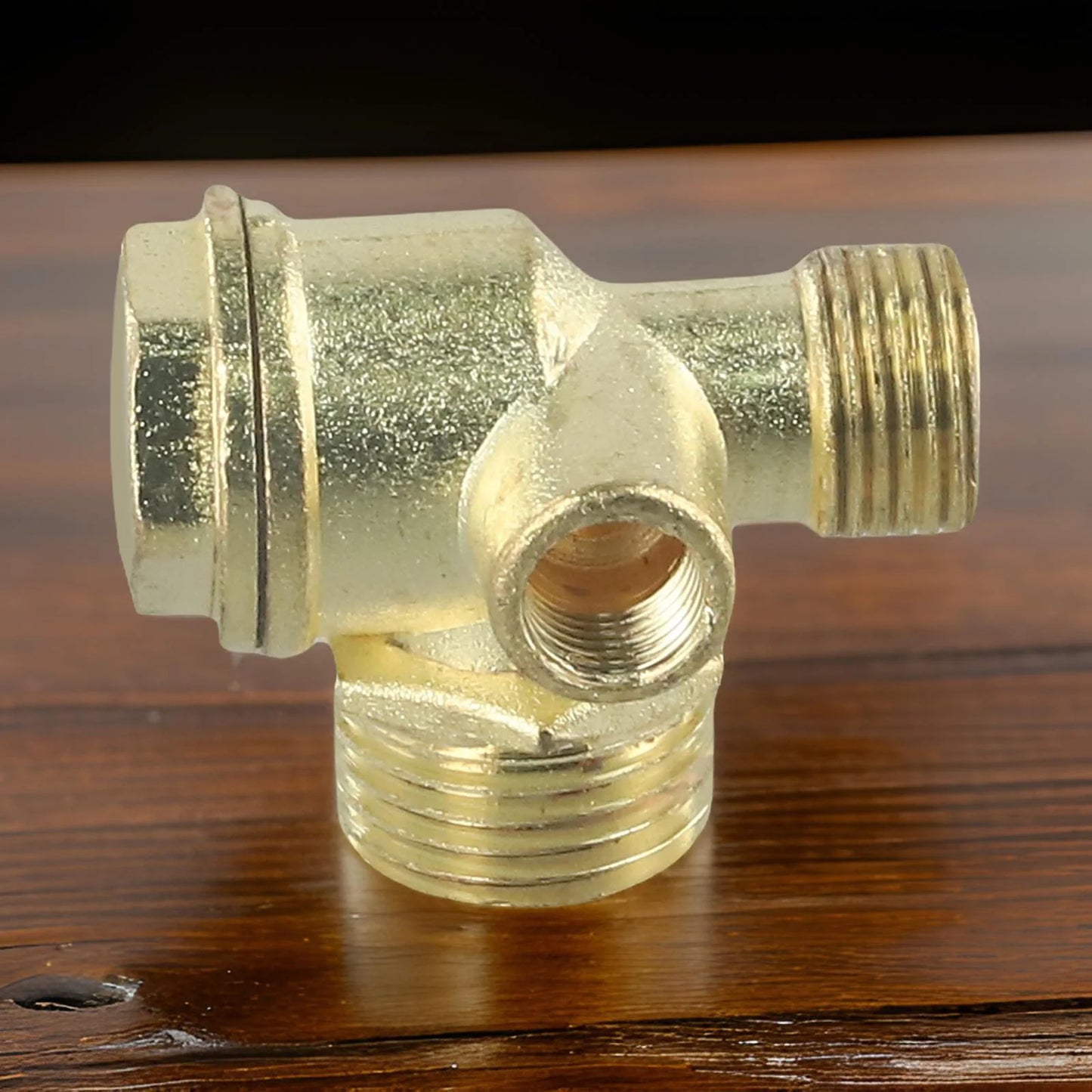 3-Port Air Compressor Check Valve Brass Central Connector Tool Male