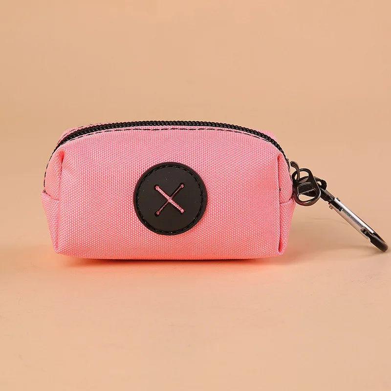 Canvas Dog Poop Bag Dispenser with Carabiner Clip Pet Waste Dispenser Peaceful Pleasures Health and Wellness Pink