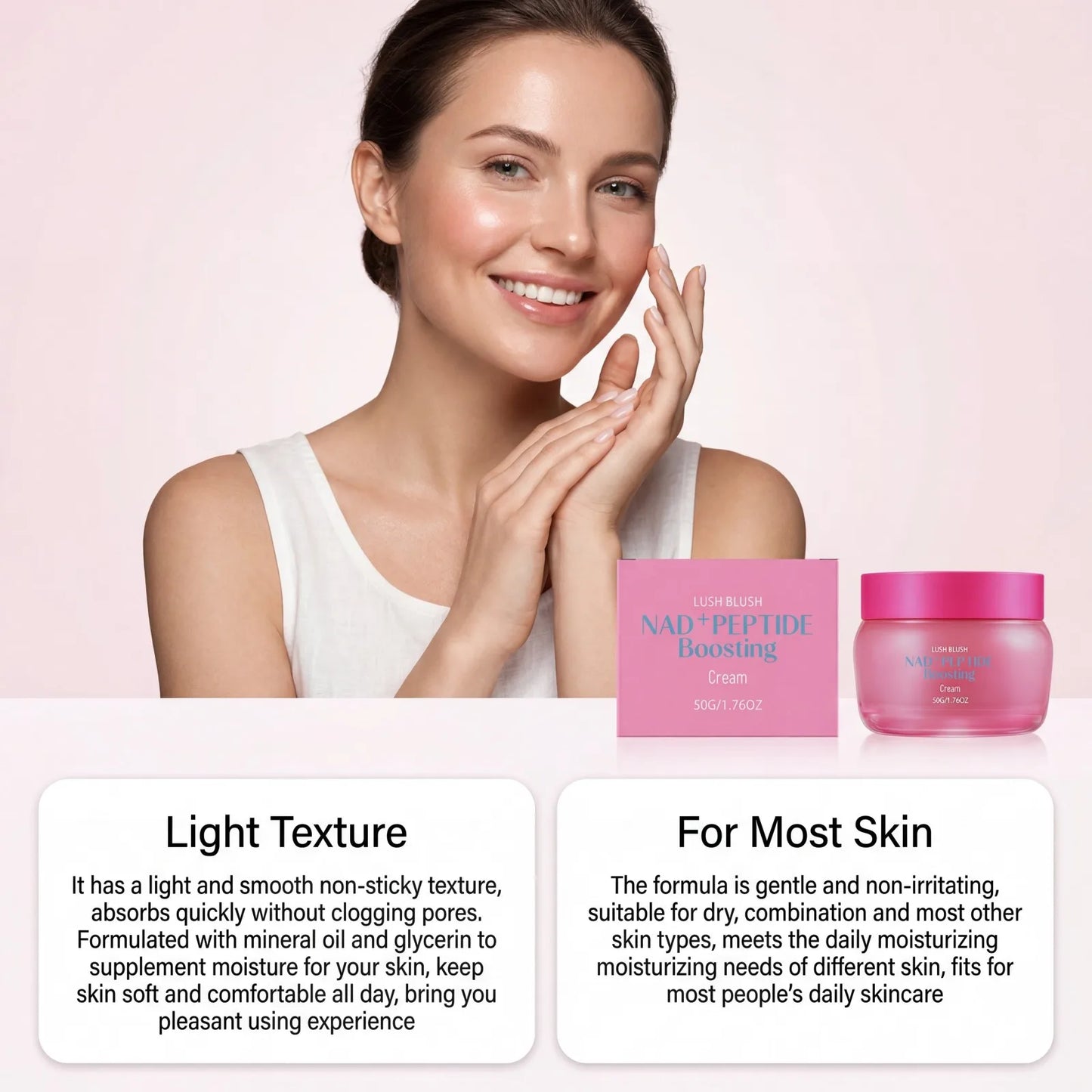 NAD+ Peptide Face Cream 50g – Firming, Hydrating & Brightening