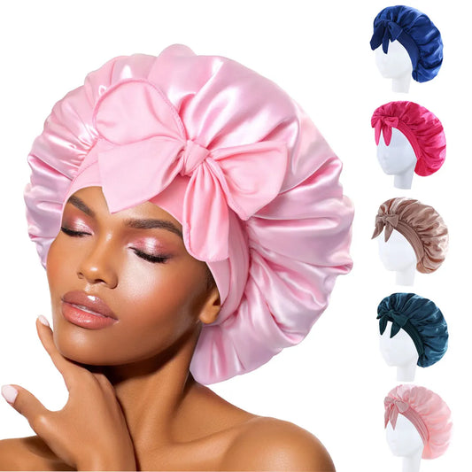 Adjustable Satin Sleep Bonnet with Tie Band – Women & Men Satin Sleep Bonnet Peaceful Pleasures Health and Wellness