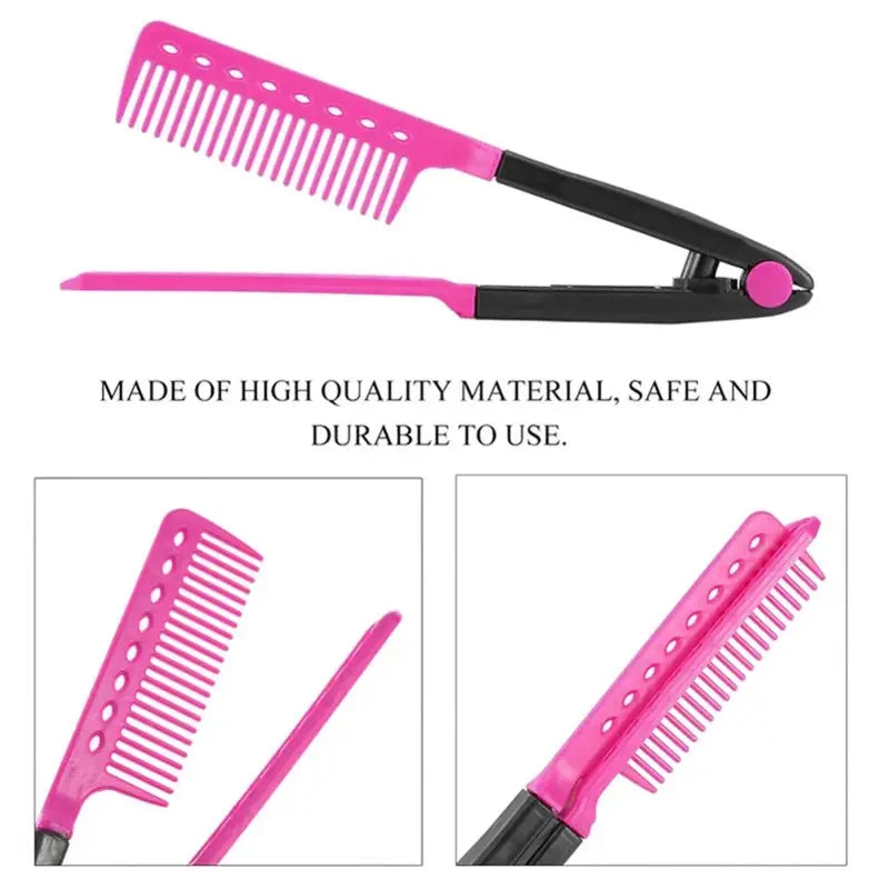 1pcs Folding V Type Hair Straightener Brush DIY Hairdress Tool Hairdressing Combs Natural Hair Styling Curling Comb Hair Peaceful Pleasures Health and Wellness