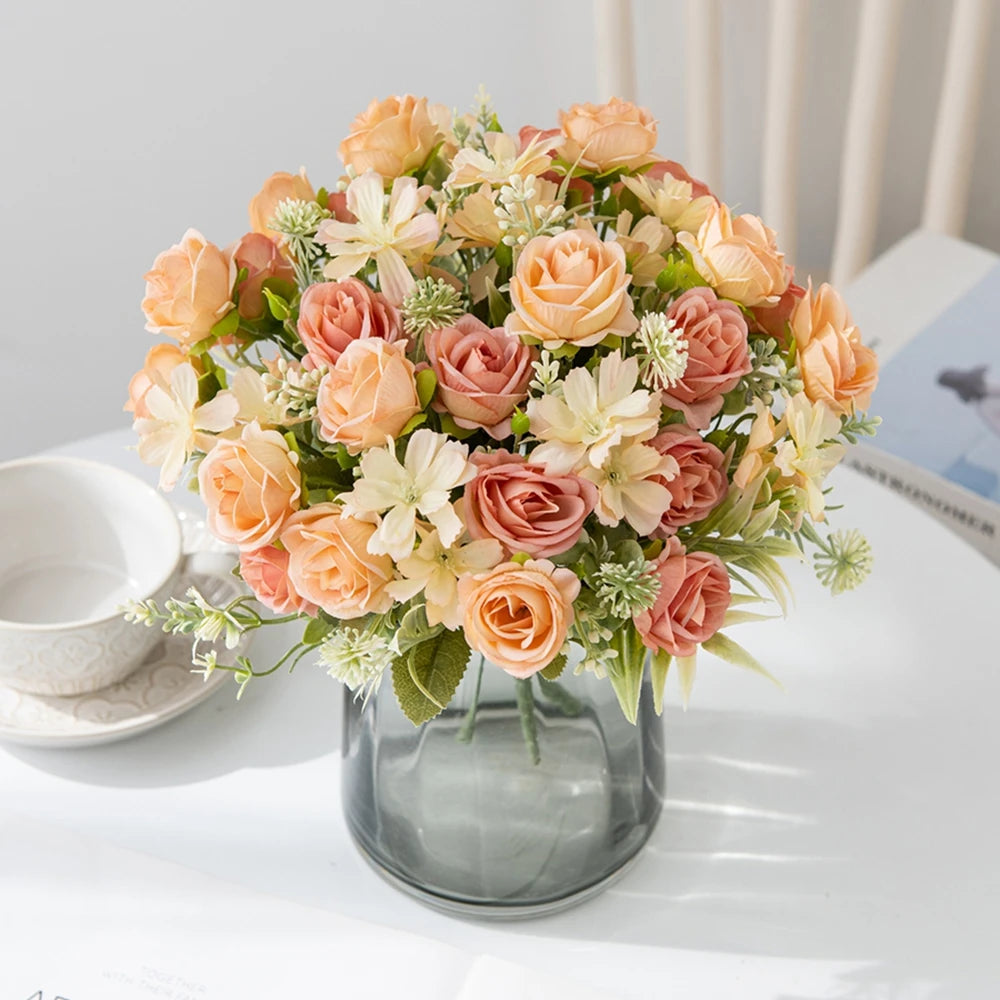 Silk Rose Artificial Flowers for Wedding, Home & Garden Decor