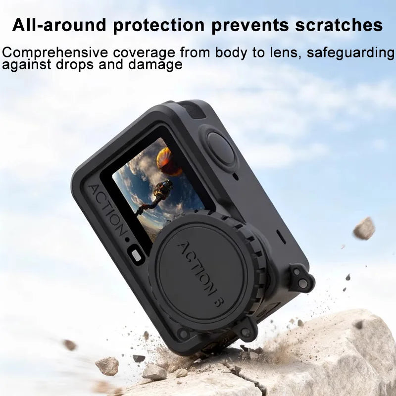 Silicone Protective Cover Case For Dji Osmo Action6 Camera With Lens Cap&Lanyard For Dji Osmo Action6 Accessories Easy Operation Peaceful Pleasures Health and Wellness