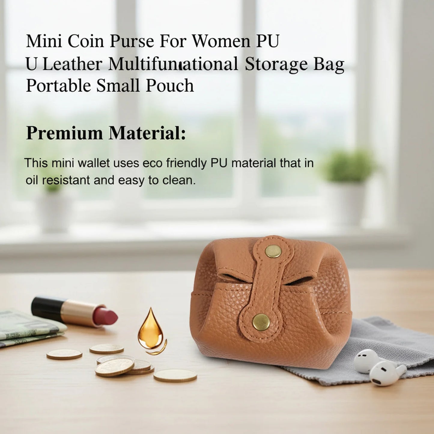 Mini Coin Purse Small Wallet for Women with Zipper Pocket Earphone Keys Lipstick Organizer Portable Korean Style Accessory Peaceful Pleasures Health and Wellness