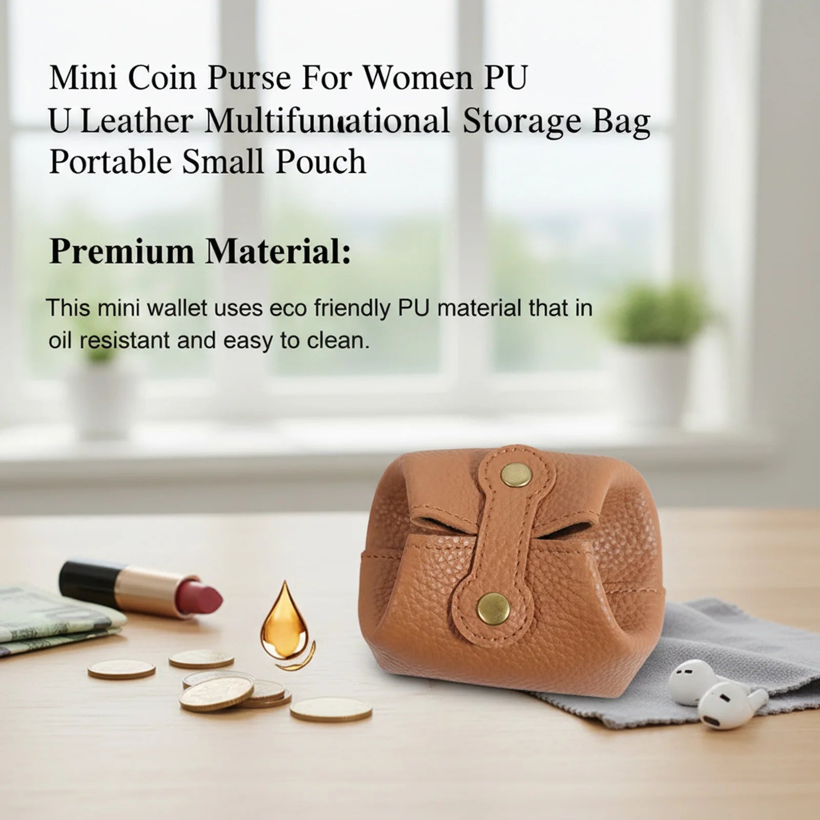 Mini Coin Purse Small Wallet for Women with Zipper Pocket Earphone Keys Lipstick Organizer Portable Korean Style Accessory Peaceful Pleasures Health and Wellness