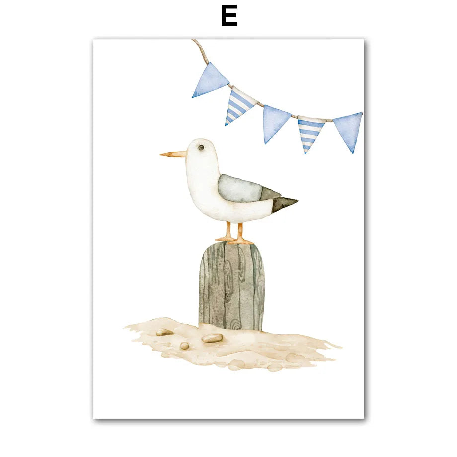 Nautical Canvas Wall Art | Sailboat Lighthouse Nordic Print