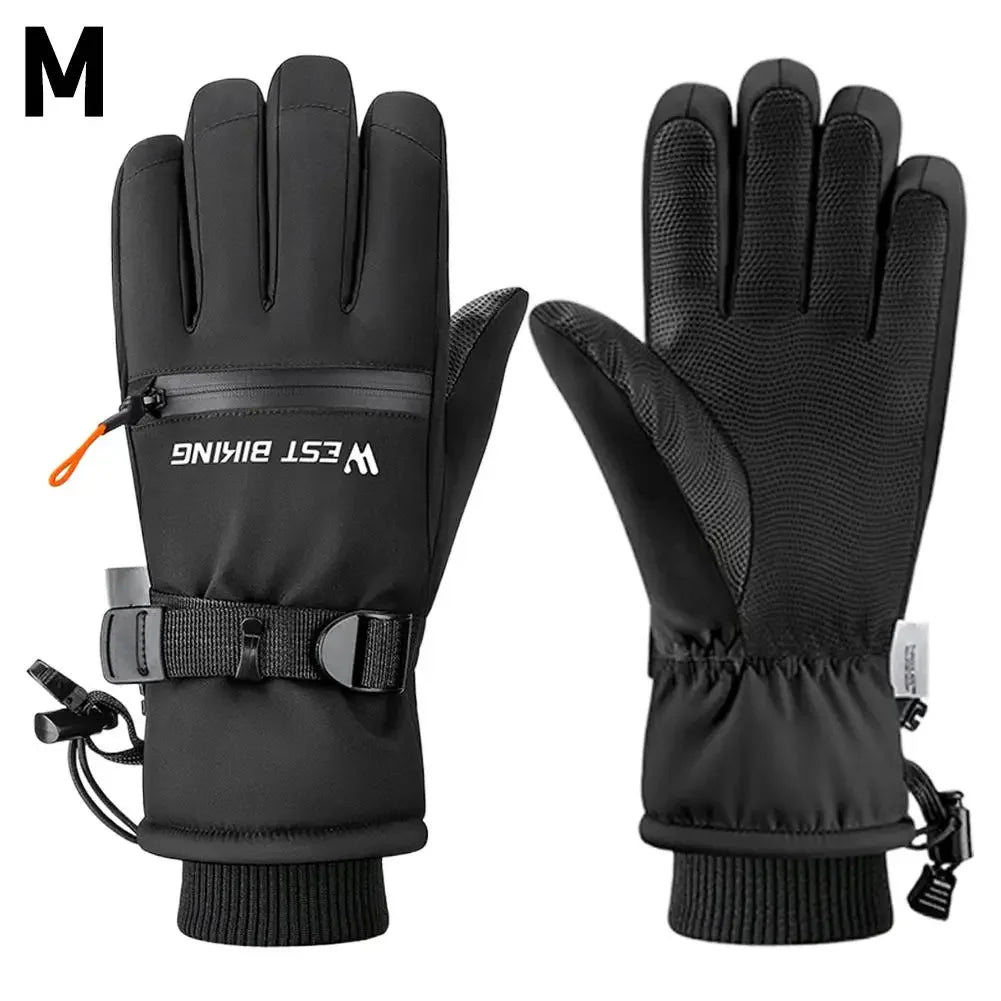Winter ski gloves for men and women waterproof windproof warmth thickened anti-slip touch screen riding driving gloves Peaceful Pleasures Health and Wellness Black M