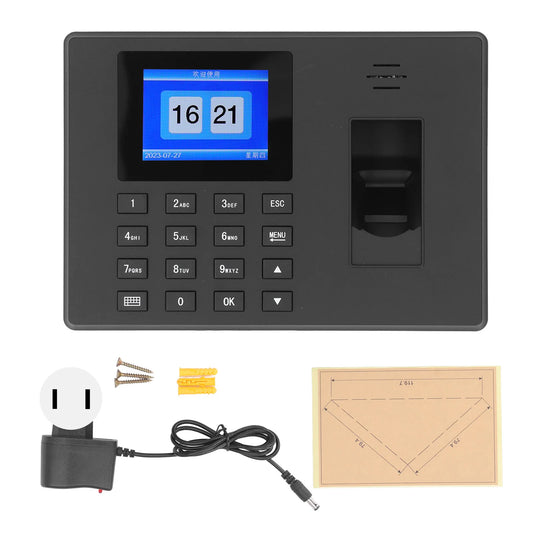 Fingerprint Time Attendance Machine Employee Checking in Recorder USB 100‑240V Voice Reminder High Accuracy ABS for Restaurant Peaceful Pleasures Health and Wellness Default Title