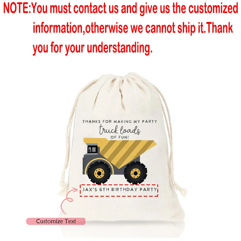 Personalized Construction Truck Candy Bags | 5-Pack Kids Party Party Favor Bags Peaceful Pleasures Health and Wellness custom bags 13x18cm 5pcs