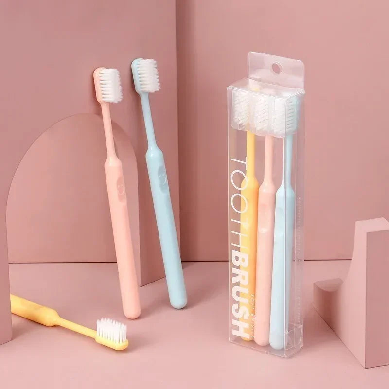 Adult Couple Household Toothbrush with Protective Cover, Superfine Super Soft Small Head Peaceful Pleasures Health and Wellness